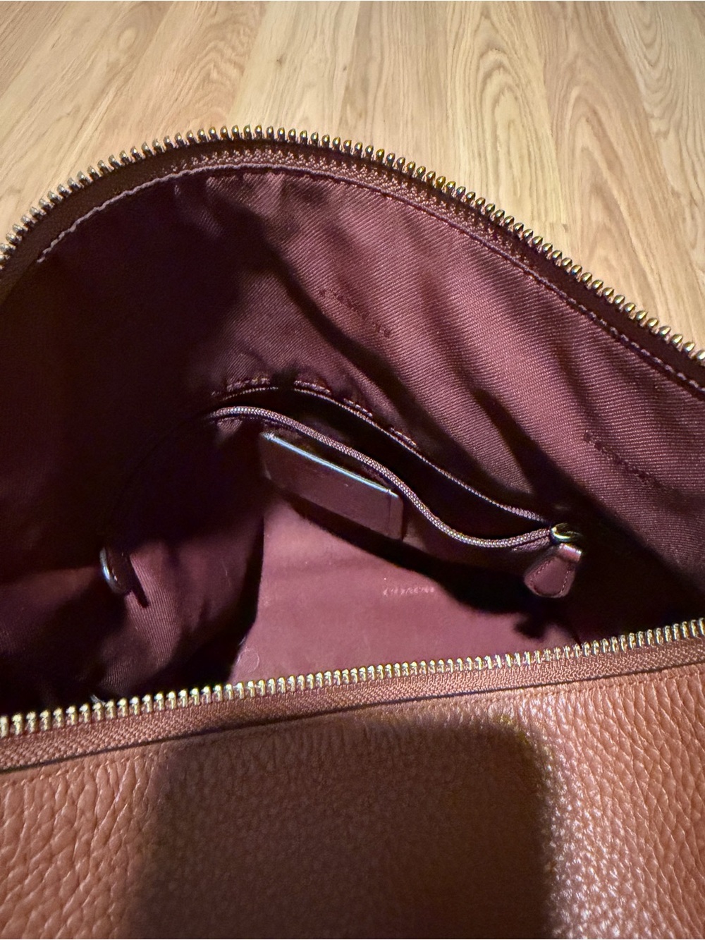 Coach Pebbled Leather Shoulder Bag in Cognac Brown - Picture 8 of 10